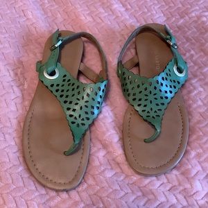 Green Leather Sandals EUC